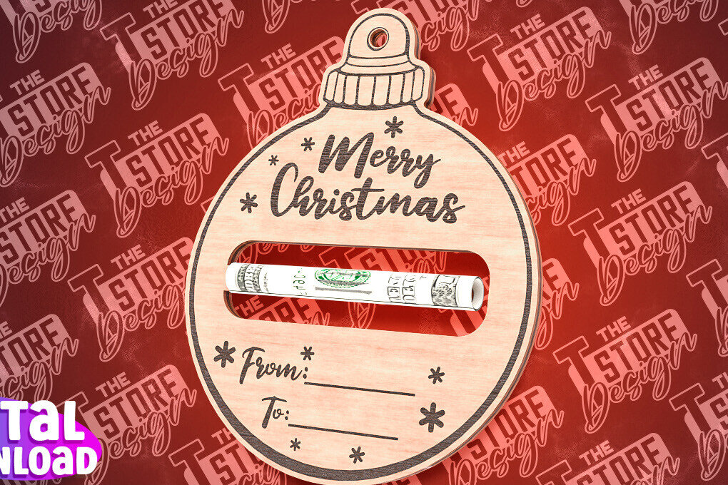 Σετ των 2 Intra απο ξύλο plywood 3mm-4mm πάχος Χριστουγεννιάτικο Money Holder Cut  | CNC Δίασταση 15x15 cm INTRAFABR-85897415