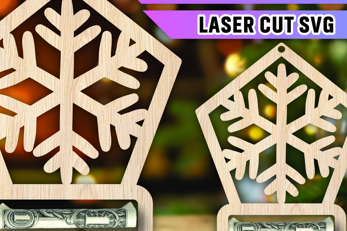 Σετ των 2 Intra απο ξύλο plywood 3mm-4mm πάχος Χριστουγεννιάτικο Money Holder Δίασταση 15x15 cm INTRAFABR-107442966