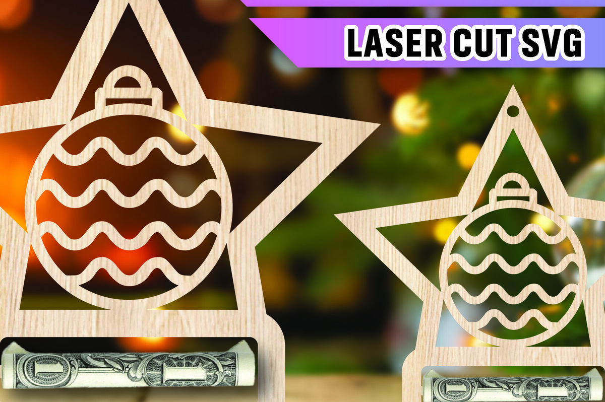 Σετ των 2 Intra απο ξύλο plywood 3mm-4mm πάχος Χριστουγεννιάτικο Money Holder Δίασταση 15x15 cm INTRAFABR-107443095