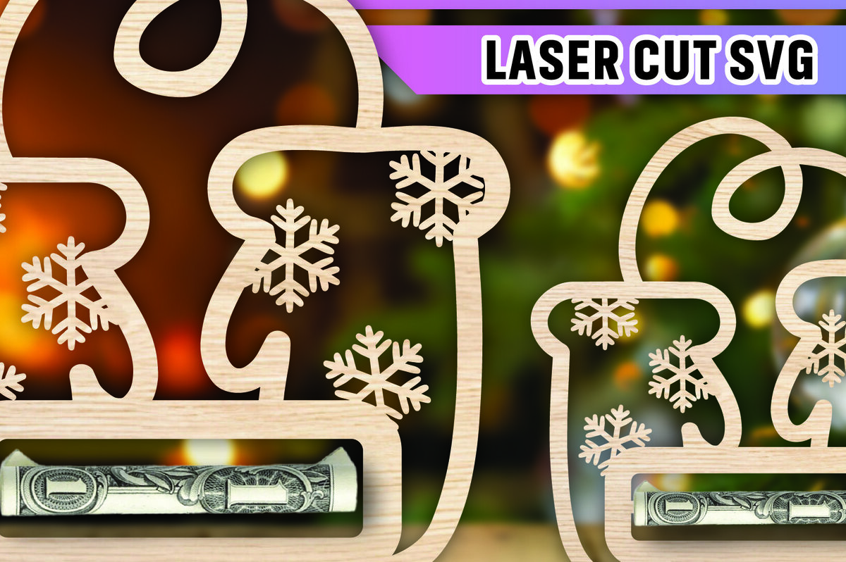 Σετ των 2 Intra απο ξύλο plywood 3mm-4mm πάχος Χριστουγεννιάτικο Money Holder Δίασταση 15x15 cm INTRAFABR-107512092