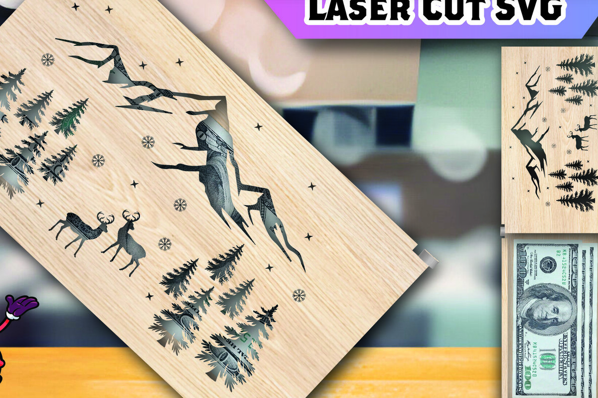 Σετ των 2 Intra απο ξύλο plywood 3mm-4mm πάχος Χριστουγεννιάτικο Money Holder Δίασταση 15x15 cm INTRAFABR-106245187