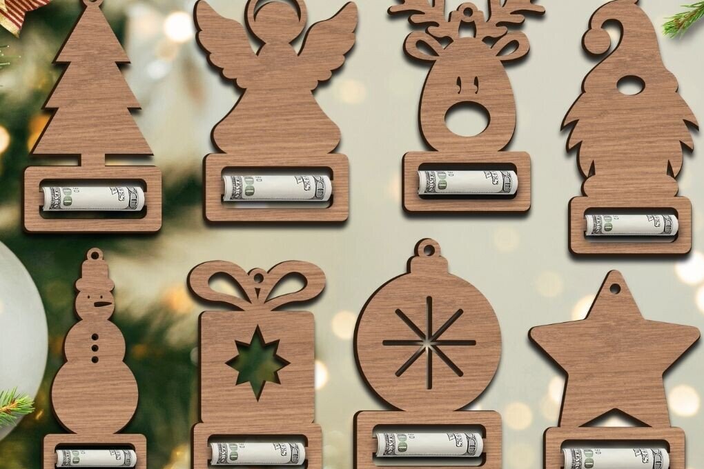 Σετ των 2 Intra απο ξύλο plywood 3mm-4mm πάχος Holder Χριστουγέννων Δίασταση 15x15 cm INTRAFABR-83641746