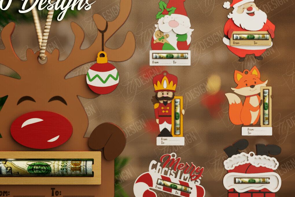 Σετ των 3 Intra απο ξύλο plywood 3mm-4mm πάχος χριστουγεννιάτικων χρημάτων|Δωροκάρτα Δίασταση 15x15 cm INTRAFABR-108585256