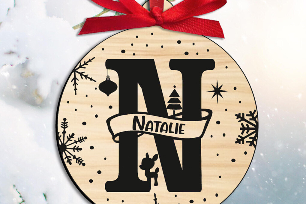 Σετ των 3 Intra απο ξύλο plywood 3mm-4mm πάχος Χριστουγεννιάτικο μονόγραμμα Γράμμα N Στολίδι Δίασταση 8x8 cm INTRAFABR-109379755