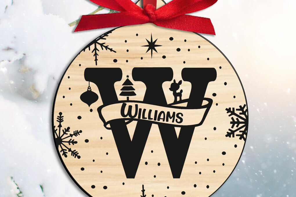 Σετ των 3 Intra απο ξύλο plywood 3mm-4mm πάχος Χριστουγεννιάτικο μονόγραμμα Γράμμα W Δέντρο Δίασταση 8x8 cm INTRAFABR-109618404