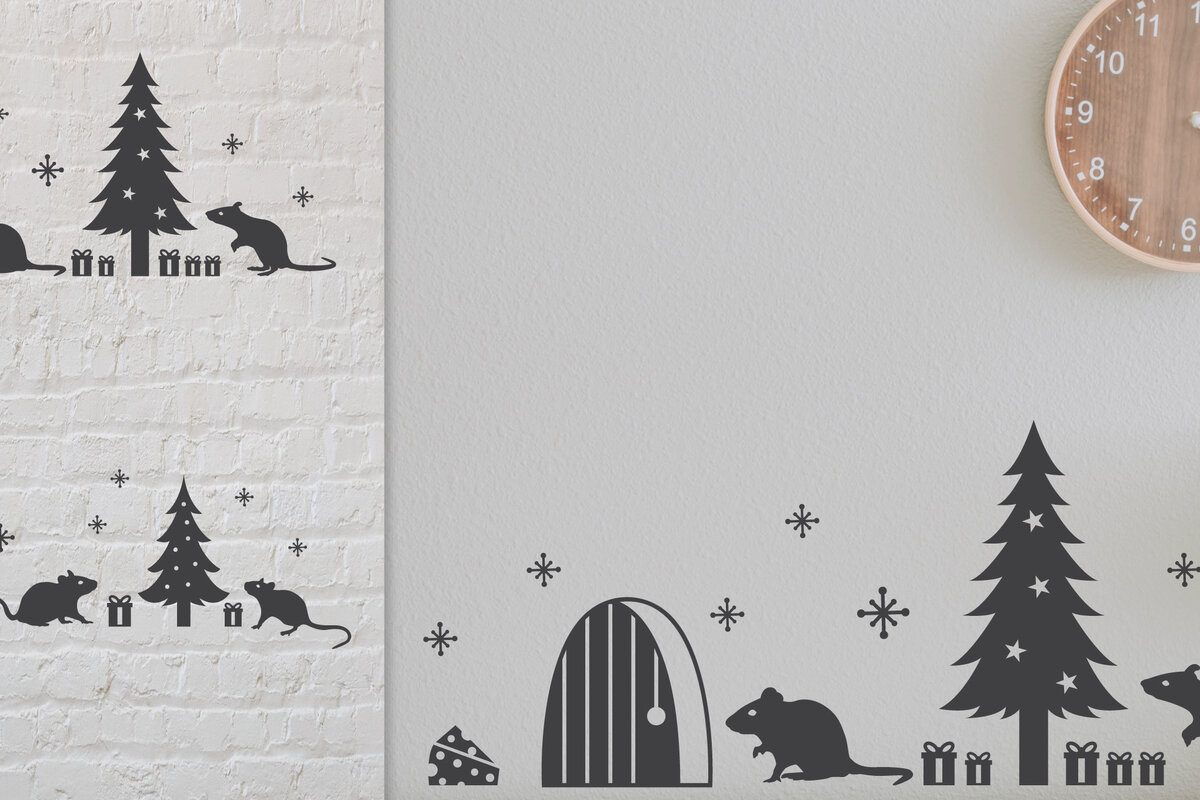 Σετ των 2 Intra απο ξύλο plywood 3mm-4mm πάχος Christmas Mouse House Δίασταση 15x15 cm INTRAFABR-76786341