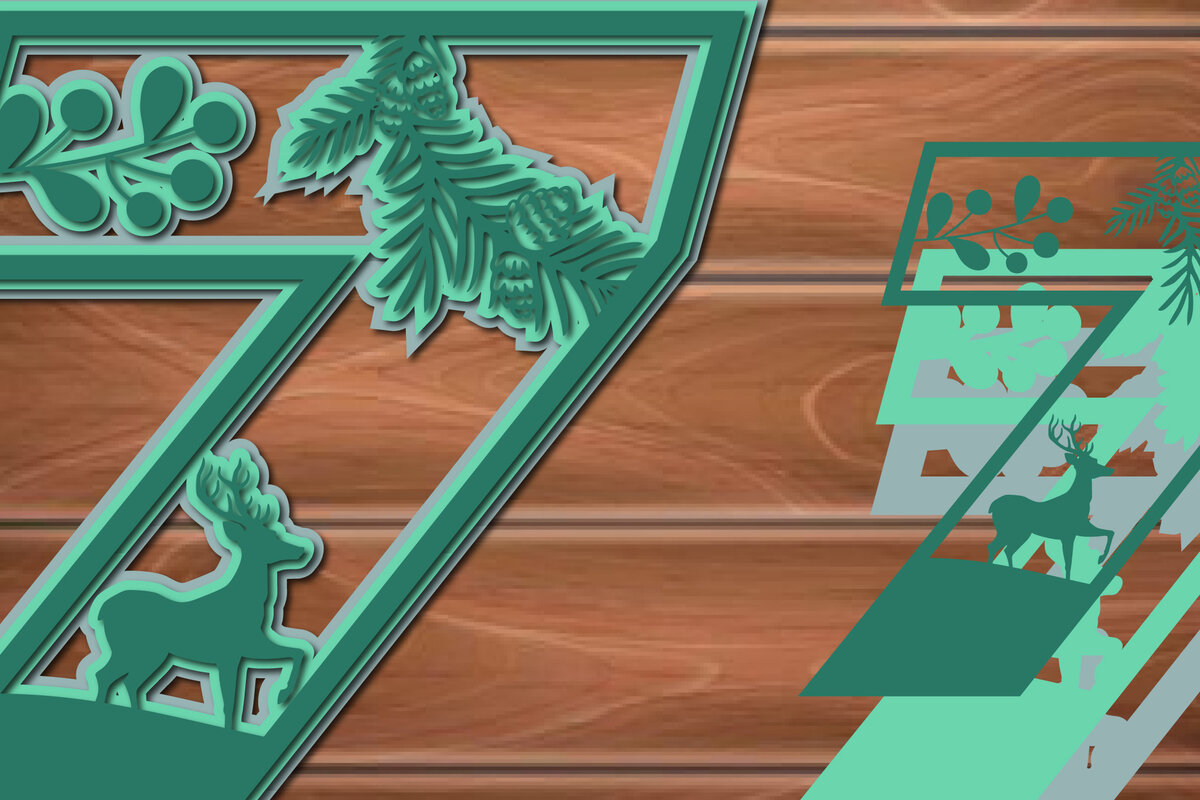 Σετ των 3 Intra απο ξύλο plywood 3mm-4mm πάχος Christmas Multi Layer Number 7 Δίασταση 15x15 cm INTRAFABR-17194779