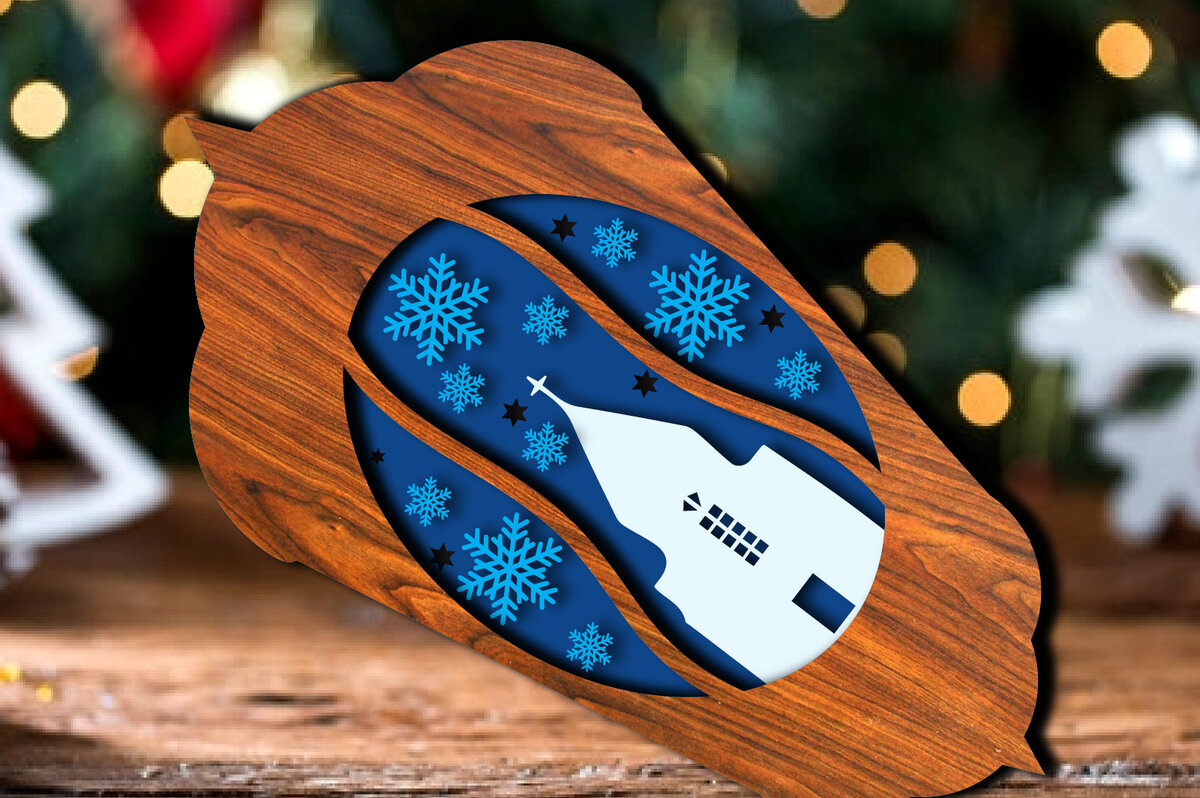 Σετ των 2 Intra απο ξύλο plywood 3mm-4mm πάχος Χριστουγεννιάτικη πολυστρωματική Δίασταση 15x15 cm INTRAFABR-69406299