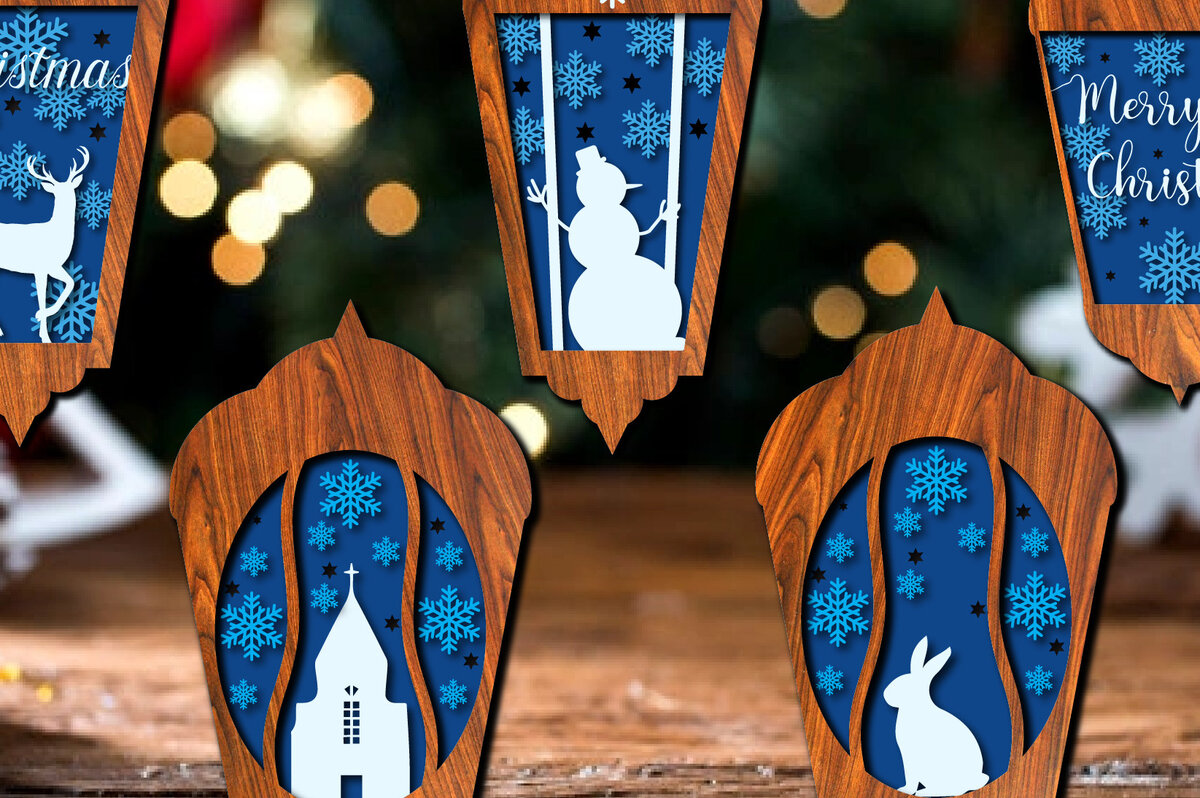 Σετ των 2 Intra απο ξύλο plywood 3mm-4mm πάχος Χριστουγεννιάτικο Πολυστρωματικό  Δίασταση 15x15 cm INTRAFABR-21949760