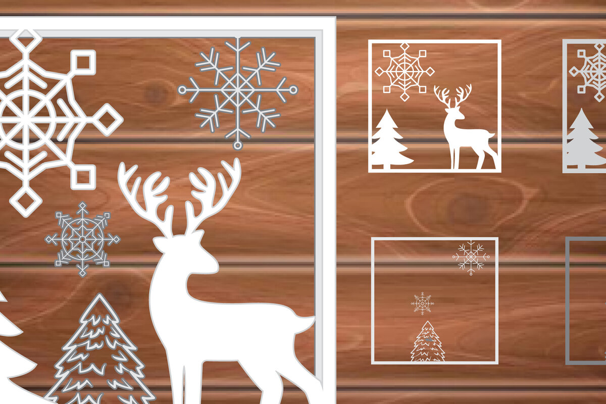 Σετ των 2 Intra απο ξύλο plywood 3mm-4mm πάχος Christmas Multilayer Δίασταση 15x15 cm INTRAFABR-14317770