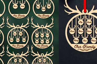 Σετ των 3 Intra απο ξύλο plywood 3mm-4mm πάχος Χριστουγεννιάτικο στολίδι με λέιζερ Δίασταση 8x8 cm INTRAFABR-80008327