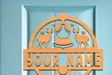 Σετ των 2 Intra απο ξύλο plywood 3mm-4mm πάχος Χριστουγεννιάτικη πινακίδα ονόματος Δίασταση 15x15 cm INTRAFABR-74081611