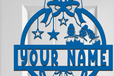 Σετ των 2 Intra απο ξύλο plywood 3mm-4mm πάχος Χριστουγεννιάτικη πινακίδα ονόματος Δίασταση 15x15 cm INTRAFABR-74081646