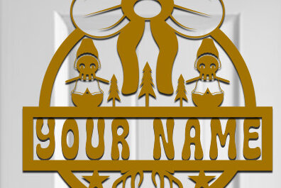 Σετ των 2 Intra απο ξύλο plywood 3mm-4mm πάχος Χριστουγεννιάτικη πινακίδα ονόματος Δίασταση 15x15 cm INTRAFABR-74097653