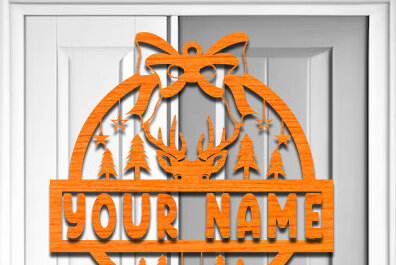 Σετ των 2 Intra απο ξύλο plywood 3mm-4mm πάχος Χριστουγεννιάτικη πινακίδα ονόματος Δίασταση 15x15 cm INTRAFABR-74081604