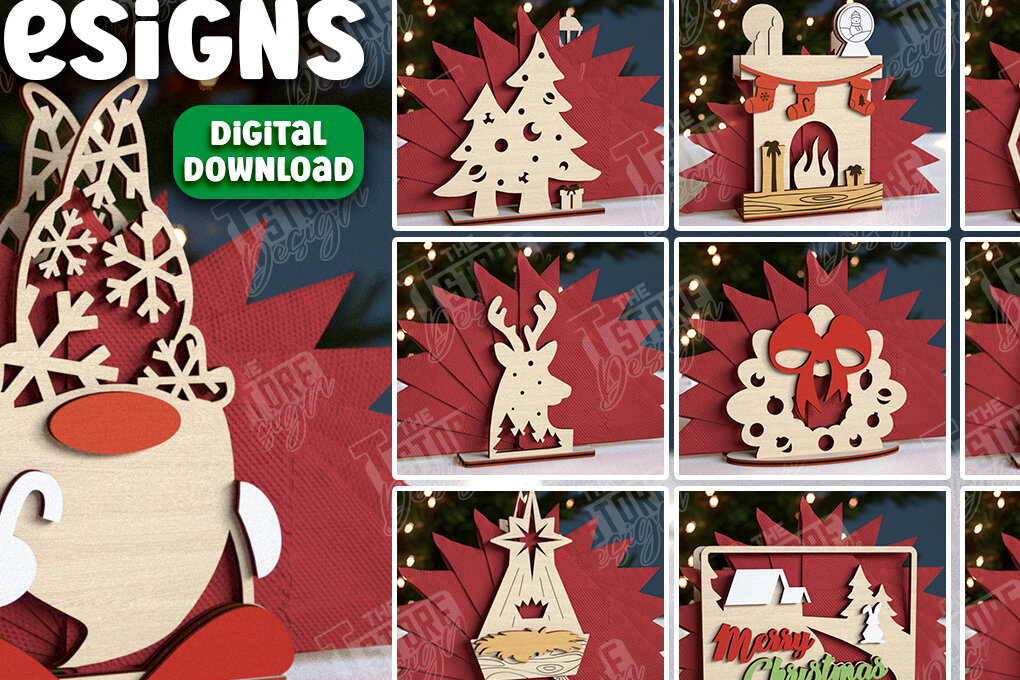 Σετ των 2 Intra απο ξύλο plywood 3mm-4mm πάχος για χριστουγεννιάτικη χαρτοπετσέτα | CNC Δίασταση 15x15 cm INTRAFABR-106060362