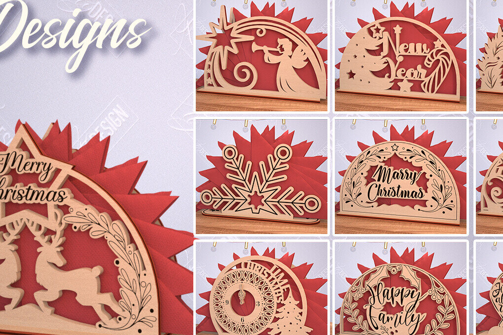 Σετ των 2 Intra απο ξύλο plywood 3mm-4mm πάχος χριστουγεννιάτικου χαρτοπετσέτας|Πρωτοχρονιά Δίασταση 15x15 cm INTRAFABR-106010443