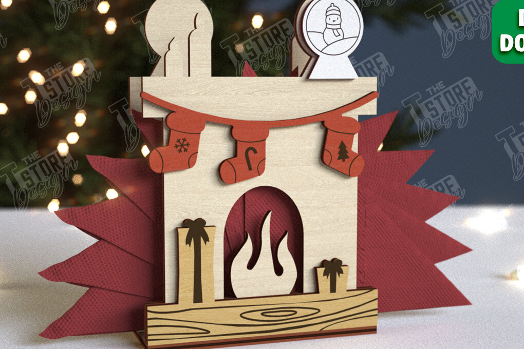 Σετ των 2 Intra απο ξύλο plywood 3mm-4mm πάχος Χριστουγεννιάτικη χαρτοπετσέτα | Τραπεζαρία Δίασταση 15x15 cm INTRAFABR-106060097