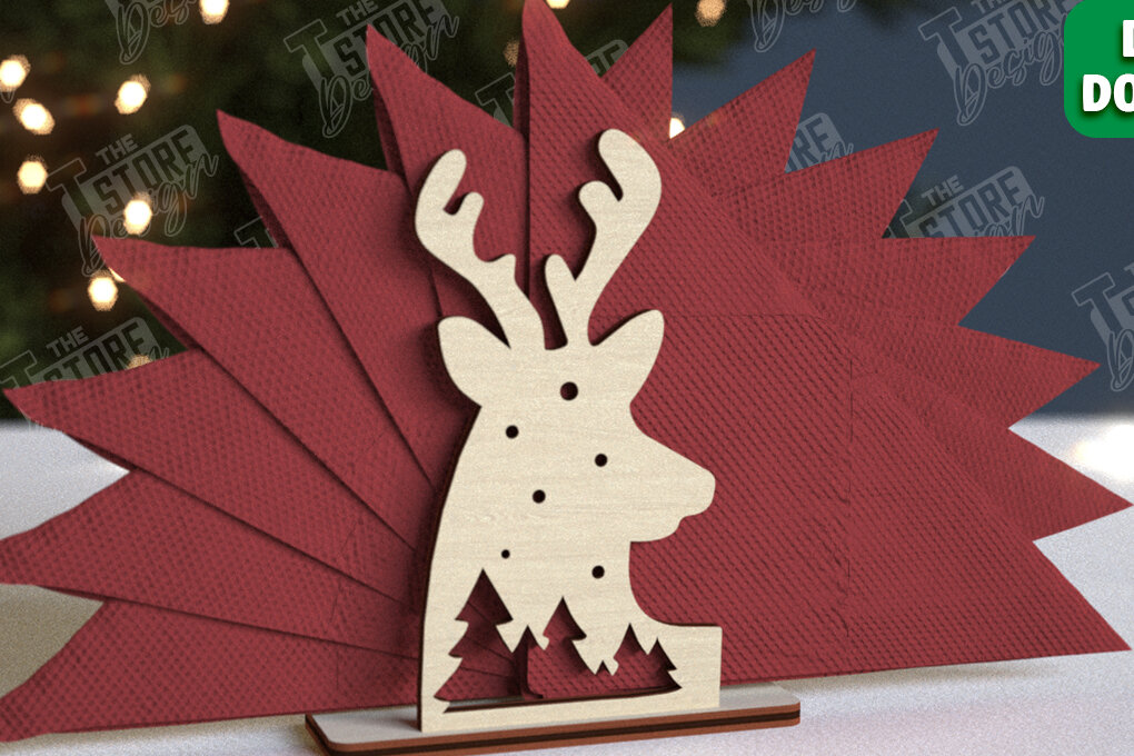 Σετ των 2 Intra απο ξύλο plywood 3mm-4mm πάχος Χριστουγεννιάτικη χαρτοπετσέτα | Τραπεζαρία Δίασταση 15x15 cm INTRAFABR-106060078