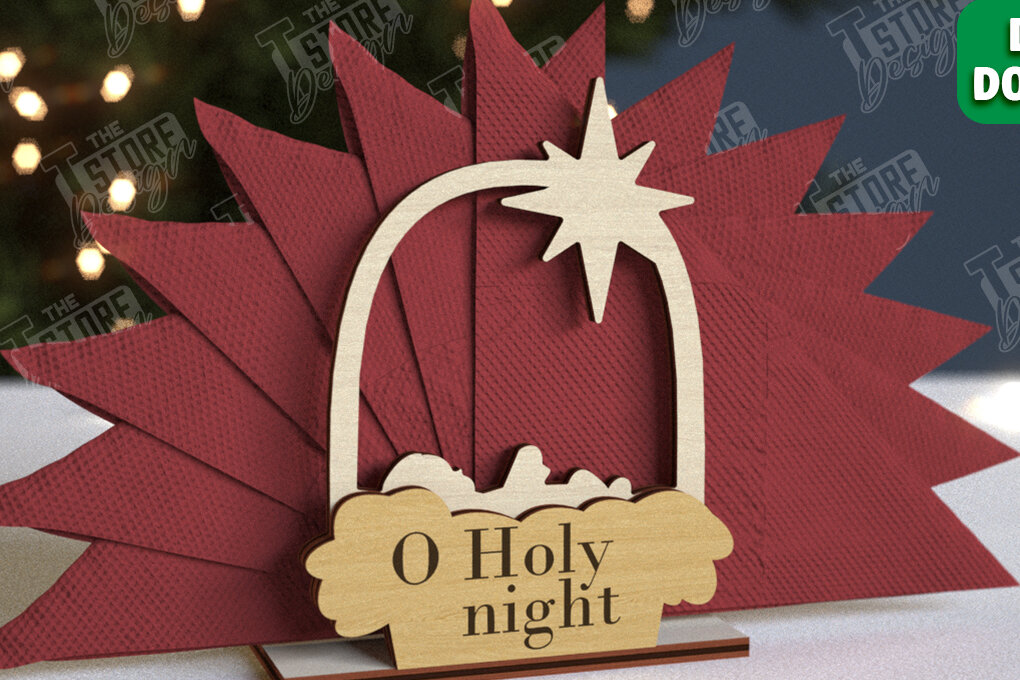 Σετ των 3 Intra απο ξύλο plywood 3mm-4mm πάχος Χριστουγεννιάτικη χαρτοπετσέτα | Τραπεζαρία Δίασταση 15x15 cm INTRAFABR-106060090