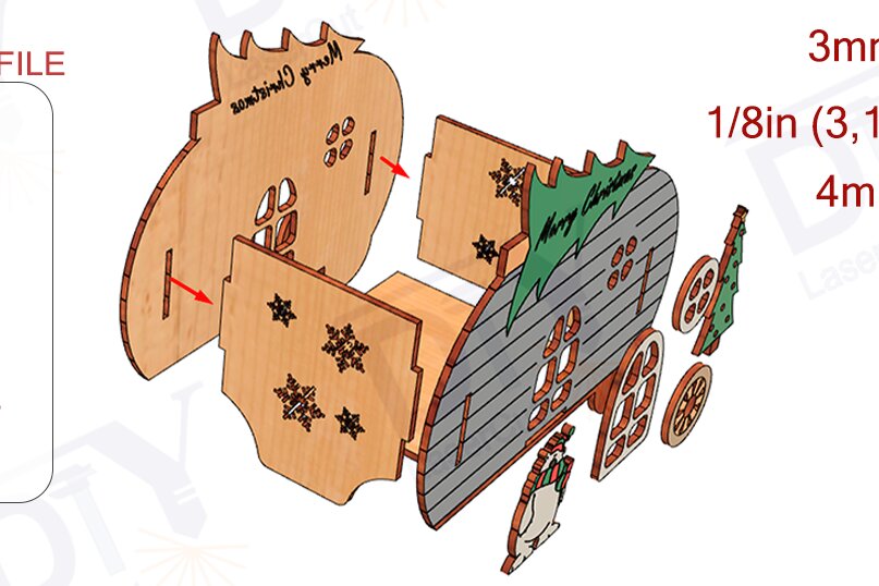 Σετ των 2 Intra απο ξύλο plywood 3mm-4mm πάχος Θήκη χριστουγεννιάτικων χαρτοπετσετών με κομμένο με λέιζερ Δίασταση 15x15 cm INTRAFABR-110984880