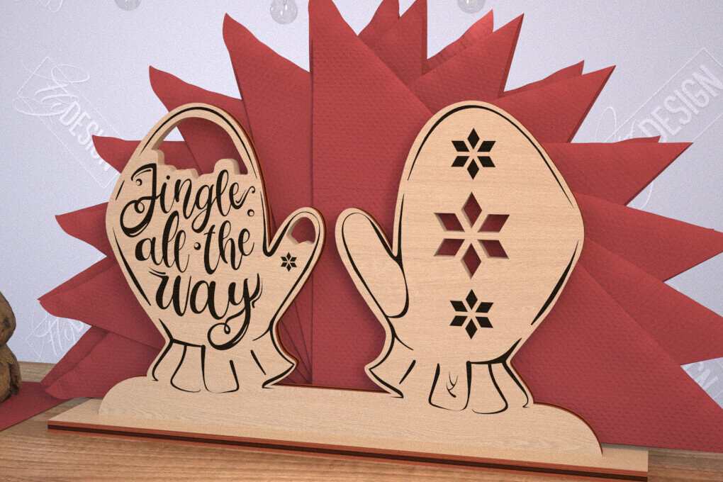 Σετ των 2 Intra απο ξύλο plywood 3mm-4mm πάχος Χριστουγεννιάτικη χαρτοπετσέτα | Πρωτοχρονιά | CNC Δίασταση 15x15 cm INTRAFABR-106010294