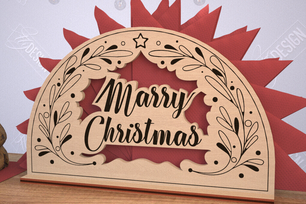 Σετ των 2 Intra απο ξύλο plywood 3mm-4mm πάχος Χριστουγεννιάτικη χαρτοπετσέτα | Πρωτοχρονιά | CNC Δίασταση 15x15 cm INTRAFABR-106010253