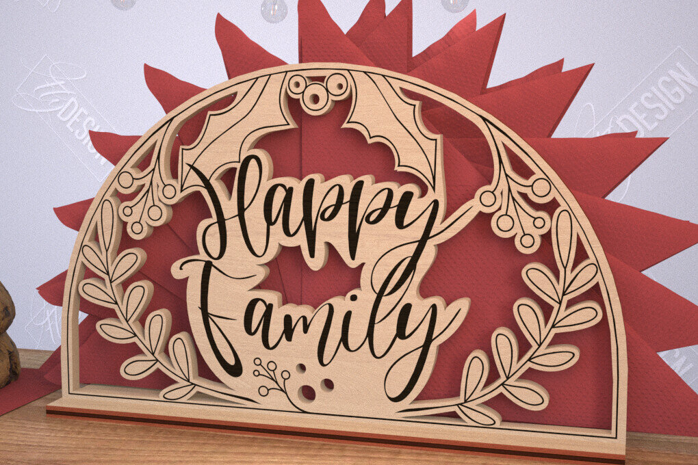 Σετ των 2 Intra απο ξύλο plywood 3mm-4mm πάχος Χριστουγεννιάτικη χαρτοπετσέτα | Πρωτοχρονιά | CNC Δίασταση 15x15 cm INTRAFABR-106010258