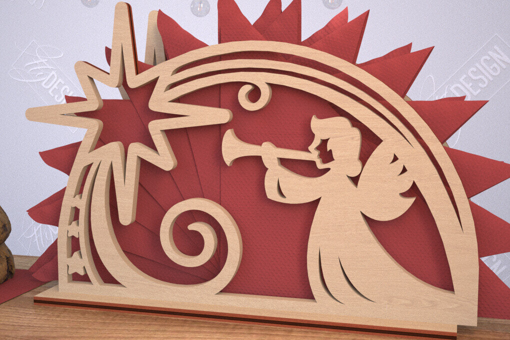 Σετ των 3 Intra απο ξύλο plywood 3mm-4mm πάχος Χριστουγεννιάτικη χαρτοπετσέτα | Πρωτοχρονιά | CNC Δίασταση 15x15 cm INTRAFABR-106010261