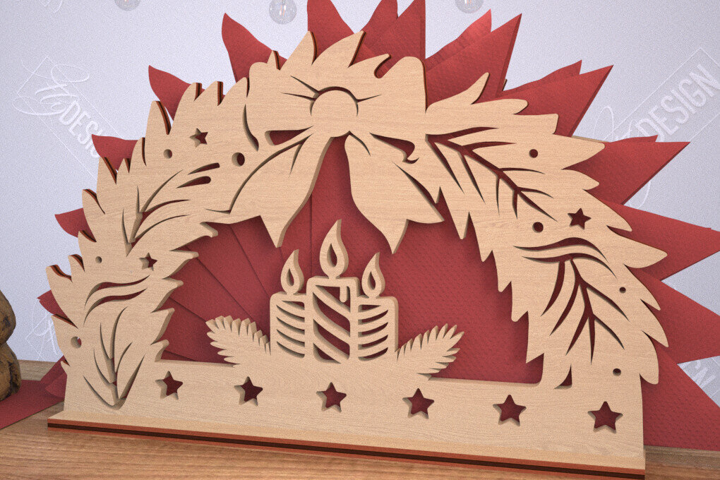 Σετ των 2 Intra απο ξύλο plywood 3mm-4mm πάχος Χριστουγεννιάτικη χαρτοπετσέτα | Πρωτοχρονιά | CNC Δίασταση 15x15 cm INTRAFABR-106010285