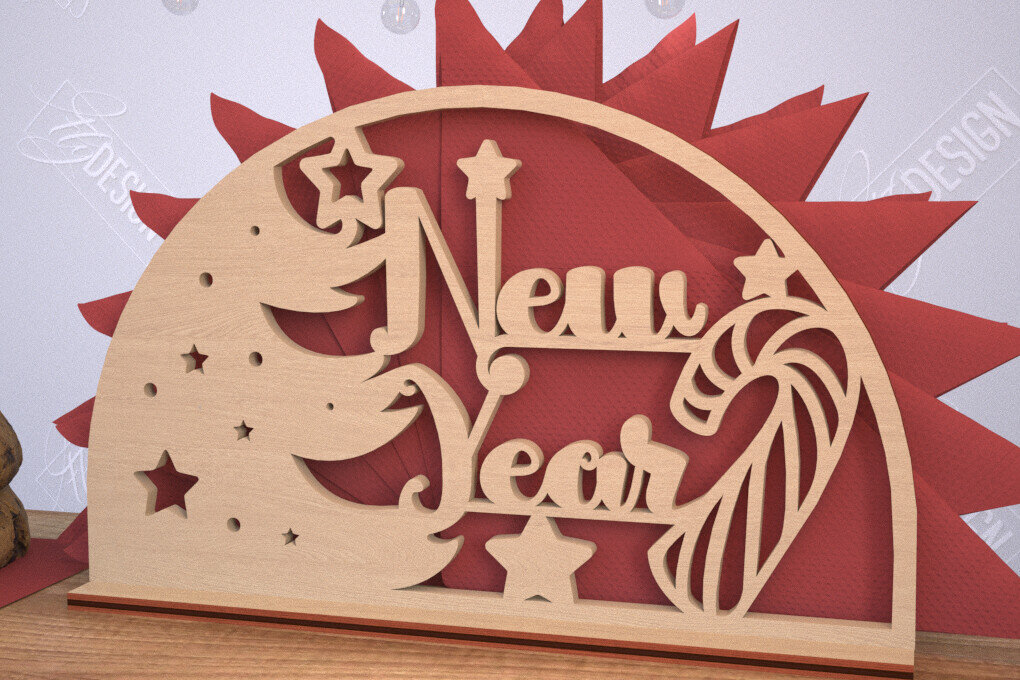 Σετ των 2 Intra απο ξύλο plywood 3mm-4mm πάχος Χριστουγεννιάτικη χαρτοπετσέτα | Πρωτοχρονιά | CNC Δίασταση 15x15 cm INTRAFABR-106010251