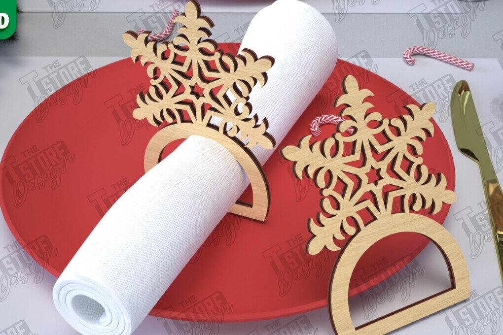 Intra απο ξύλο plywood 3mm-4mm πάχος Χριστουγεννιάτικα δαχτυλίδια χαρτοπετσέτας | Εορταστικό δείπνο Δίασταση 15x15 cm INTRAFABR-107820486