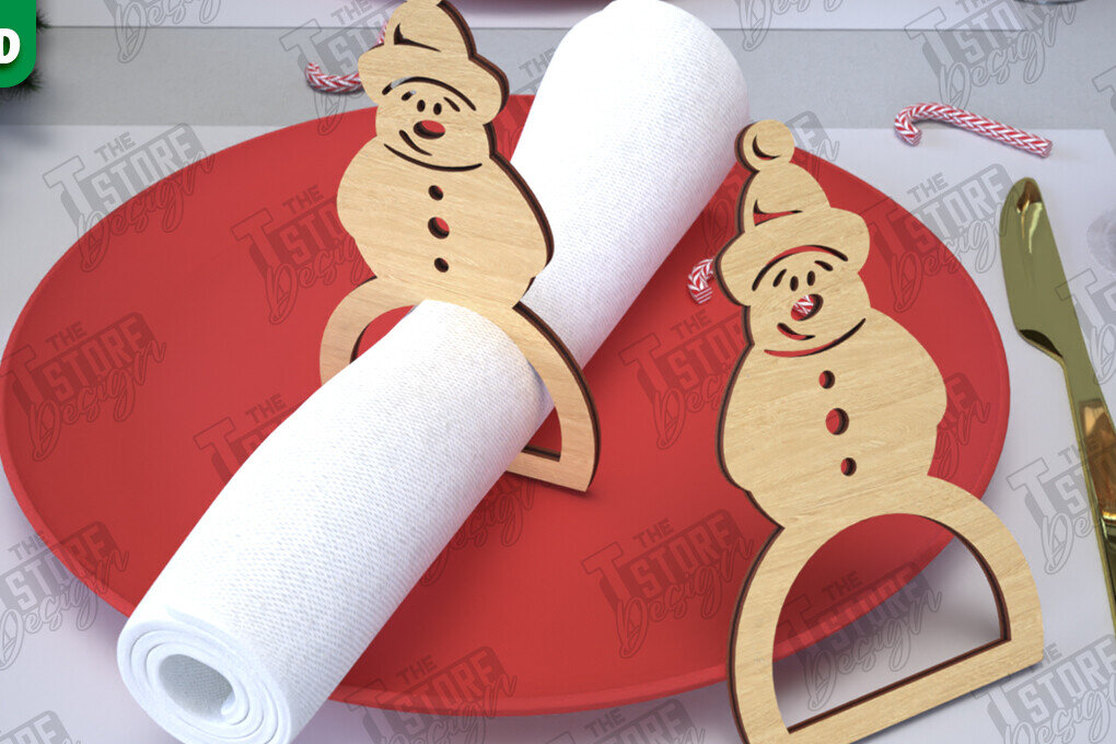 Σετ των 2 Intra απο ξύλο plywood 3mm-4mm πάχος Χριστουγεννιάτικα δαχτυλίδια χαρτοπετσέτας | Εορταστικό δείπνο Δίασταση 15x15 cm INTRAFABR-107820506