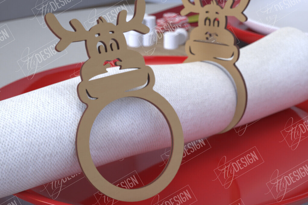 Σετ των 2 Intra απο ξύλο plywood 3mm-4mm πάχος Χριστουγεννιάτικα δαχτυλίδια χαρτοπετσέτας | Εορταστικό δείπνο Δίασταση 15x15 cm INTRAFABR-107814296