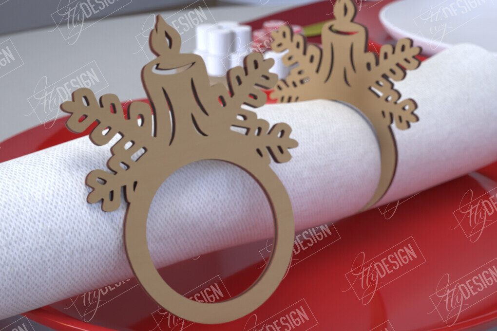 Intra απο ξύλο plywood 3mm-4mm πάχος Χριστουγεννιάτικα δαχτυλίδια χαρτοπετσέτας | Εορταστικό δείπνο Δίασταση 15x15 cm INTRAFABR-107814273