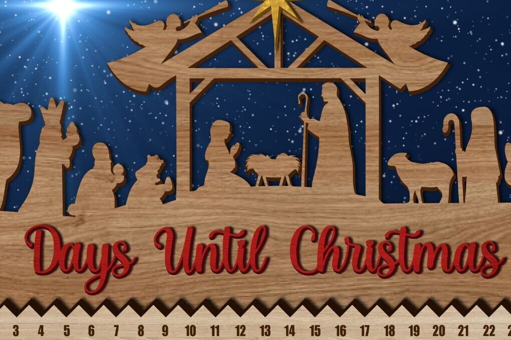 Σετ των 2 Intra απο ξύλο plywood 3mm-4mm πάχος Απο αντίστροφη μέτρηση Χριστουγέννων Δίασταση 15x15 cm INTRAFABR-102280343