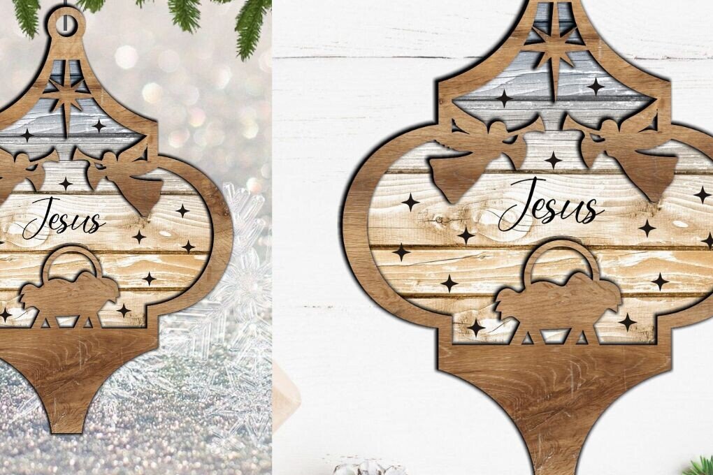 Σετ των 3 Intra απο ξύλο plywood 3mm-4mm πάχος Χριστουγεννιάτικο στολίδι της Γέννησης με λέιζερ Δίασταση 8x8 cm INTRAFABR-83225527