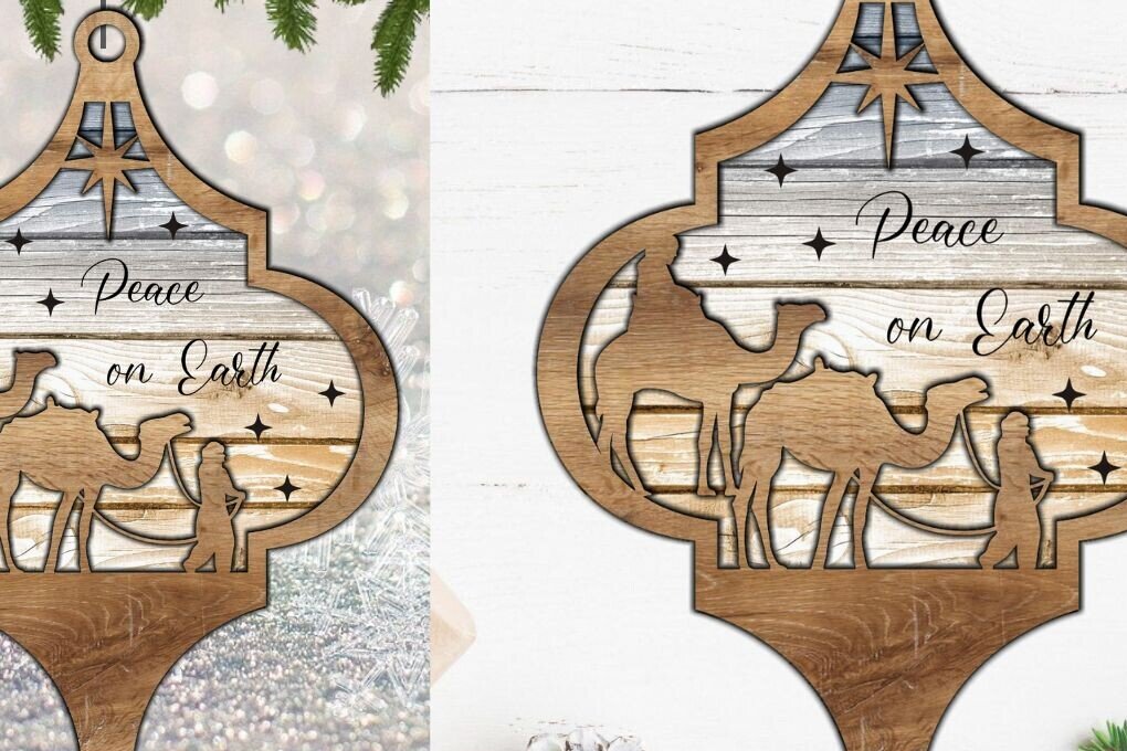 Σετ των 3 Intra απο ξύλο plywood 3mm-4mm πάχος Χριστουγεννιάτικο στολίδι της Γέννησης με λέιζερ Δίασταση 8x8 cm INTRAFABR-83225646