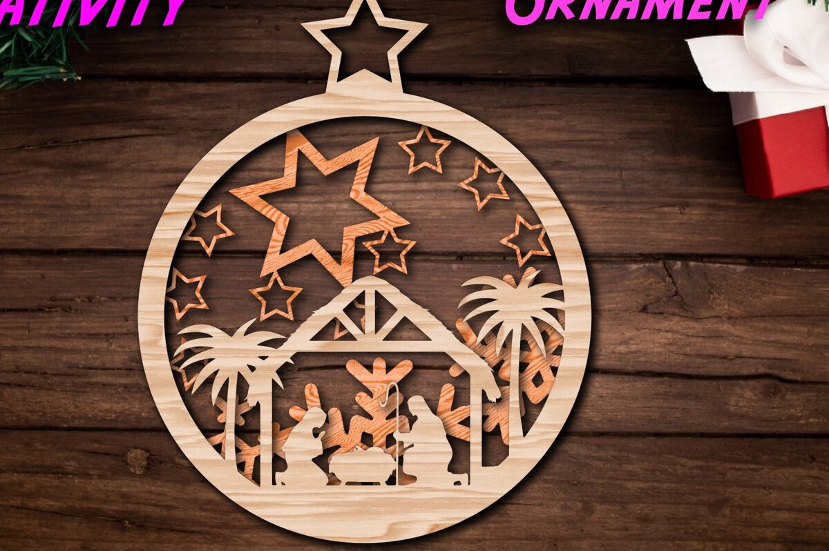 Σετ των 3 Intra απο ξύλο plywood 3mm-4mm πάχος Χριστουγεννιάτικο στολίδι της Γέννησης Δίασταση 8x8 cm INTRAFABR-44984027