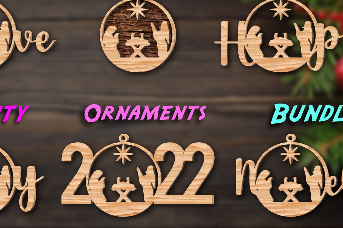 Σετ των 3 Intra απο ξύλο plywood 3mm-4mm πάχος Χριστουγεννιάτικων στολιδιών Δίασταση 8x8 cm INTRAFABR-42666611