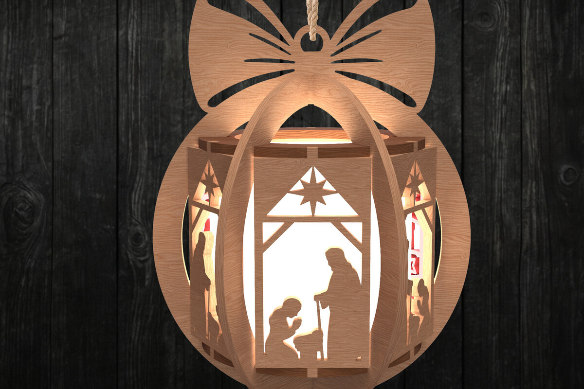 Intra απο ξύλο plywood 3mm-4mm πάχος Φανάρι σκηνής Χριστουγέννων Δίασταση 30x20 cm INTRAFABR-108508631