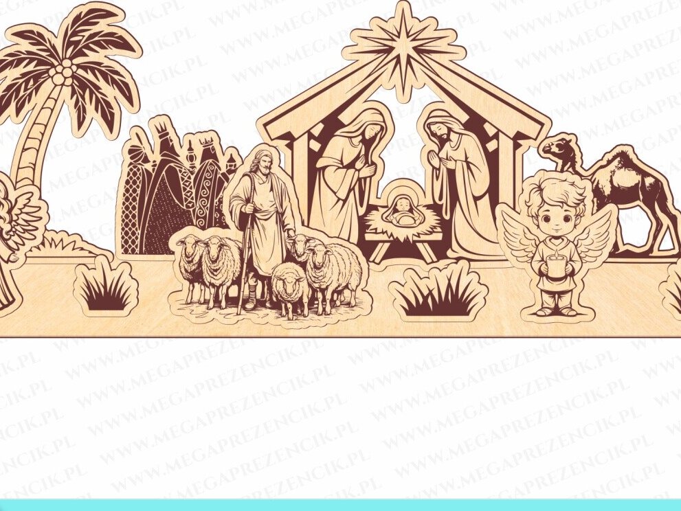 Σετ των 3 Intra απο ξύλο plywood 3mm-4mm πάχος Χριστουγεννιάτικη Φάτνη Σκηνή Δίασταση 7x7 cm INTRAFABR-82931541