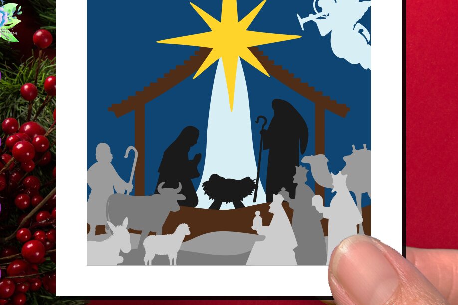 Σετ των 2 Intra απο ξύλο plywood 3mm-4mm πάχος Χριστουγεννιάτικη σκηνή της Γέννησης 3D Layered Δίασταση 25x25 cm INTRAFABR-19617880