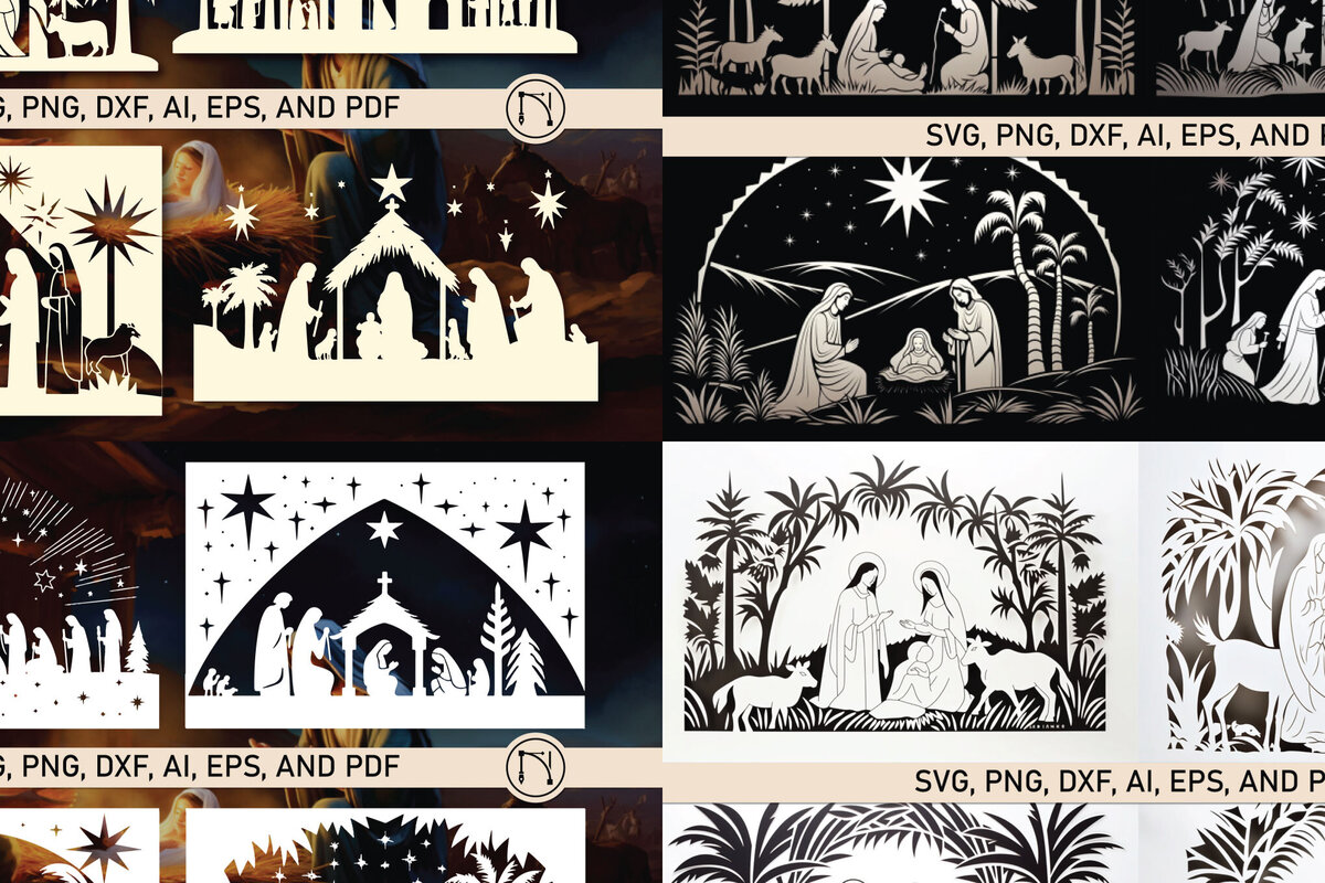 Σετ των 3 Intra απο ξύλο plywood 3mm-4mm πάχος Scene Χριστουγέννων Δίασταση 15x15 cm INTRAFABR-81389932