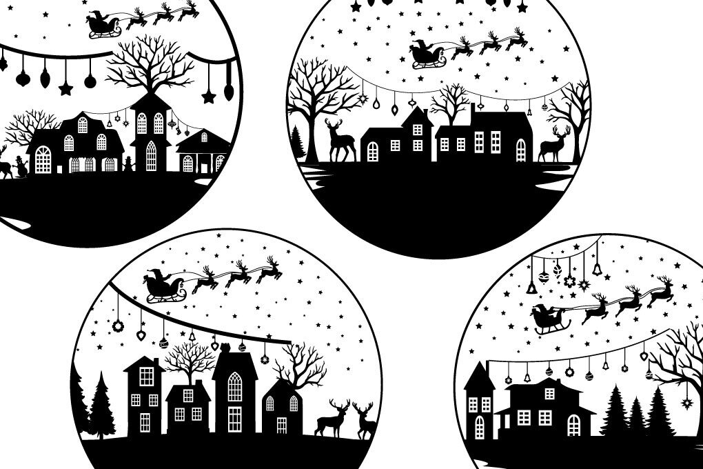 Σετ των 2 Intra απο ξύλο plywood 3mm-4mm πάχος Χριστουγεννιάτικη Φύση Χειμερινό Σπίτι Δίασταση 15x15 cm INTRAFABR-81095775