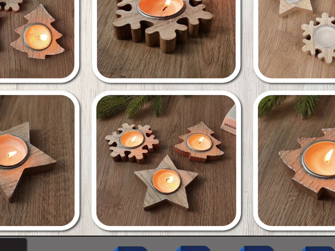 Σετ των 2 Intra απο ξύλο plywood 3mm-4mm πάχος Χριστουγεννιάτικη Πρωτοχρονιά 2023 Διακόσμηση τραπεζιού Δίασταση 15x15 cm INTRAFABR-82292007