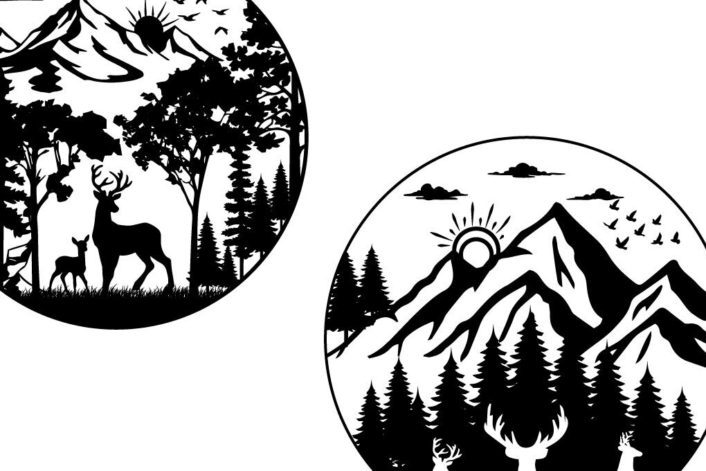 Σετ των 2 Intra απο ξύλο plywood 3mm-4mm πάχος Χριστούγεννα Nice Ελαφοδάσος Δίασταση 15x15 cm INTRAFABR-80477748