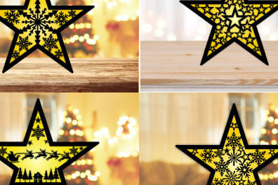 Intra απο ξύλο plywood 3mm-4mm πάχος Light Star Christmas Night Δίασταση 15x15 cm INTRAFABR-51150224