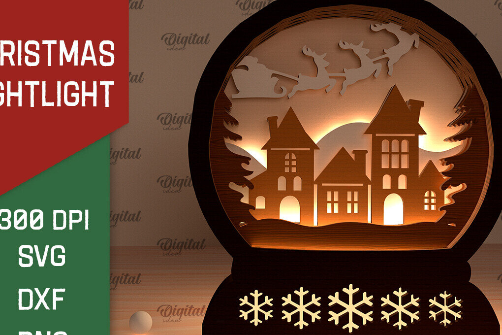 Σετ των 2 Intra απο ξύλο plywood 3mm-4mm πάχος Σχέδιο κοπής με λέιζερ Χριστουγεννιάτικου νυχτερινού φωτός Δίασταση 15x15 cm INTRAFABR-103734951