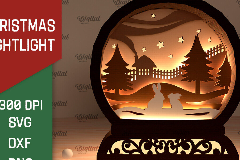 Σετ των 2 Intra απο ξύλο plywood 3mm-4mm πάχος Σχέδιο κοπής με λέιζερ Χριστουγεννιάτικου νυχτερινού φωτός Δίασταση 15x15 cm INTRAFABR-103734976